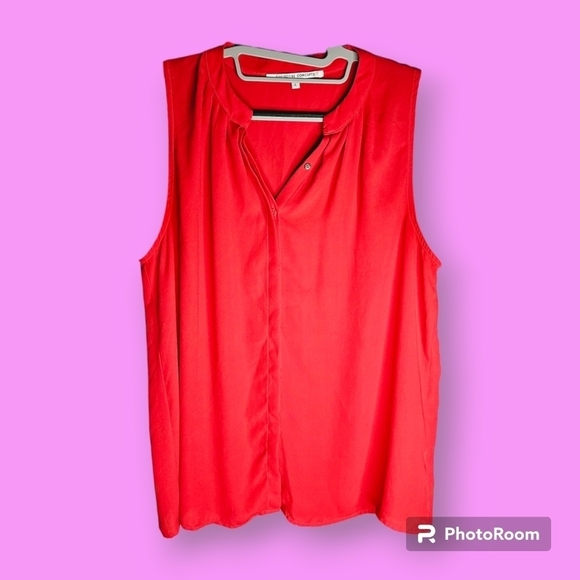 Collective Concepts Women's Red Coral Sleeveless Blouse Size Large - Picture 1 of 7